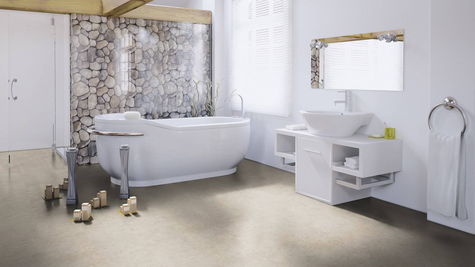 Vinyl 2 mm zum kleben &quot;Patience Concrete Pure&quot; - Wineo 400 stone - 4 kaufen - Laminatparadies