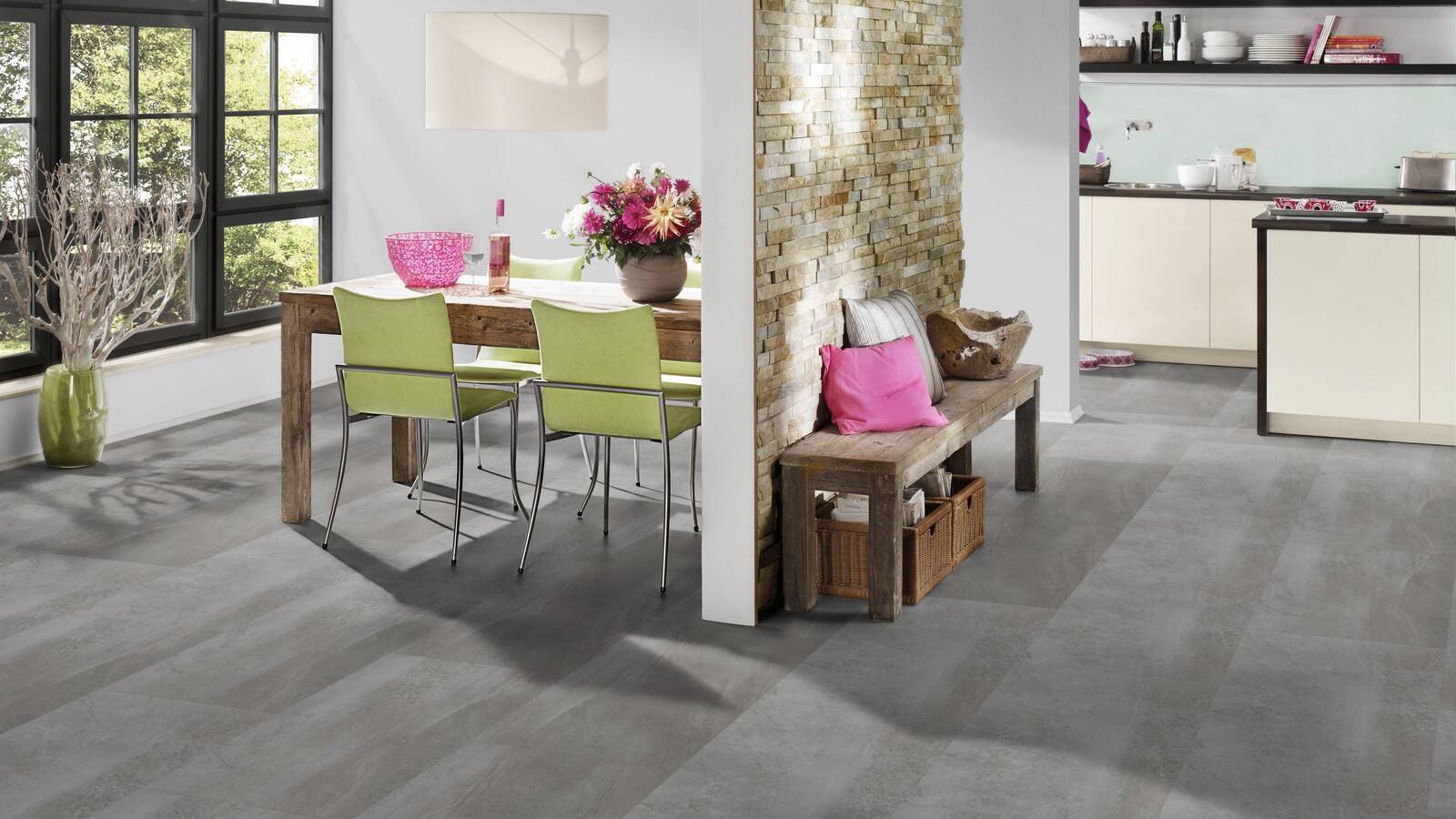 Terhürne Vinyl 6 mm Klick &quot;Stein Medina grau&quot; inkl. Trittschall - J08 Stone Choice - 2 kaufen - Laminatparadies